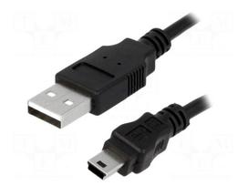 Cable | USB 2.0 | USB A plug,USB B mini plug | nickel plated | 3m