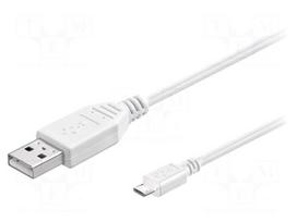 Cable | USB 2.0 | USB A plug,USB B micro plug | 0.15m | white