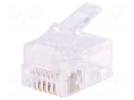 Plug | RJ12 | PIN: 6 | unshielded | gold-plated | Layout: 6p6c | crimped