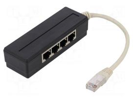 Splitter | splitter | RJ45 plug,RJ45 socket x4 | Colour: black