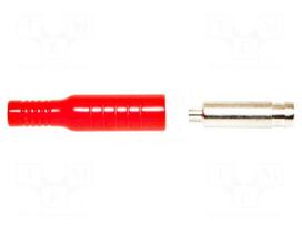 Plug | 4mm banana | 15A | 5kVDC | red | Plating: nickel plated
