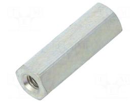 Screwed spacer sleeve | Int.thread: M2,5 | 15mm | hexagonal | steel