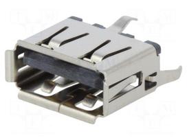 Socket | USB A | on PCBs | THT | PIN: 4 | straight | USB 2.0 | gold-plated