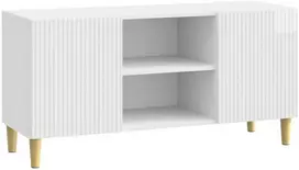 TV staliukas Televizoriaus spintelė Itin blizgi balta 102 x 34,5 x 50 cm