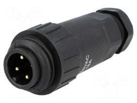 WA22 | plug | male | PIN: 4 | 3+PE | IP67 | 5÷6.5mm | 16A | screw terminal