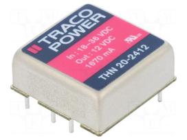 Converter: DC/DC | 20W | Uin: 18÷36V | 12VDC | Iout: 1670mA | 1"x1" | 15g