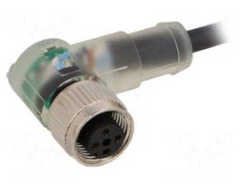 Connection lead | M12 | PIN: 4 | angled | 5m | plug | 24VAC | 4A | -25÷80°C