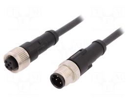 Connection lead | M12 | PIN: 4 | 2m | plug | 250VAC | 4A | -25÷80°C | 250VDC