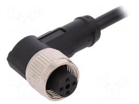 Connection lead | M12 | PIN: 4 | angled | 5m | plug | 250VAC | 4A | -25÷80°C
