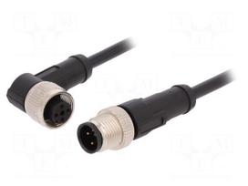 Connection lead | M12 | PIN: 4 | 2m | plug | 250VAC | 4A | -25÷80°C | 250VDC