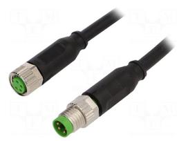 Connection lead | M8 | PIN: 4 | 1m | plug | 30VAC | 4A | -30÷80°C | IP67