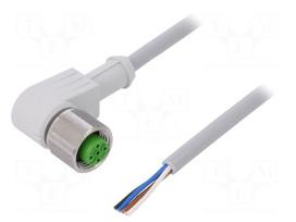 Connection lead | M12 | PIN: 4 | angled | 5m | plug | 250VAC | -25÷80°C