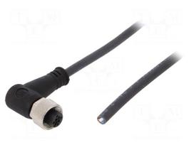 Connection lead | M12 | PIN: 4 | angled | 3m | plug | 250VAC | 4A | -25÷80°C