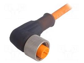 Connection lead | M12 | PIN: 4 | angled | 5m | plug | 250VAC | 4A | -25÷80°C