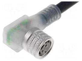 Connection lead | M8 | PIN: 3 | angled | 5m | plug | 30VAC | 4A | -25÷80°C