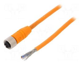 Connection lead | M12 | PIN: 4 | straight | 2m | plug | 240VAC | 4A | IP67