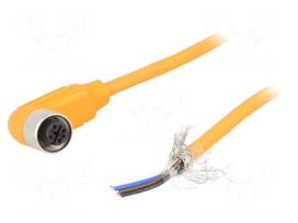 Connection lead | M12 | PIN: 4 | angled | 2m | plug | 240VAC | 4A | -25÷80°C