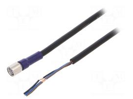 Connection lead | M8 | PIN: 3 | straight | 5m | plug | 0.5A | -10÷65°C | IP67