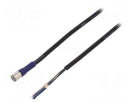 Connection lead | M8 | PIN: 4 | straight | 2m | plug | 0.5A | -10÷65°C | IP67