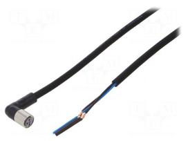 Connection lead | M8 | PIN: 3 | angled | Len: 5m | plug | 1A | -10÷80°C | IP67
