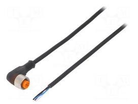 Connection lead | M12 | PIN: 4 | angled | 5m | plug | 4A | -25÷80°C | IP67