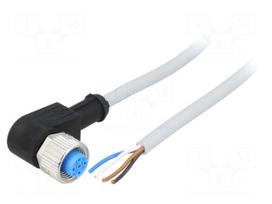 Connection lead | M12 | PIN: 4 | angled | 2m | plug | 250VAC | 4A | -30÷80°C