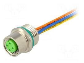Socket | M12 | PIN: 4 | female | D code-Ethernet | cables | straight | 0.5m