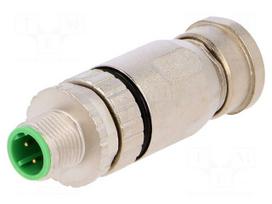 Plug | M12 | PIN: 4 | male | D code-Ethernet | for cable | screw terminal