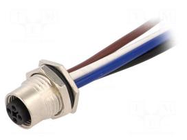 Socket | M12 | PIN: 4 | female | T code-Power | cables | IP67 | 12A | 1.5mm2