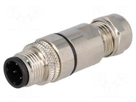 Plug | M12 | PIN: 4 | male | D code-Ethernet | for cable | soldered | IP67