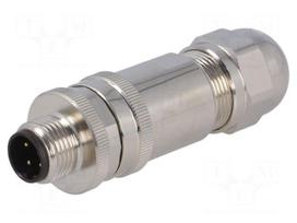 Plug | M12 | PIN: 4 | male | D code-Ethernet | for cable | screw terminal