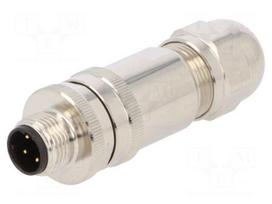 Plug | M12 | PIN: 4 | male | D code-Ethernet | for cable | screw terminal