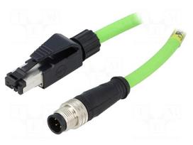 PIN: 4 | RJ45 plug,M12 male | D code-Ethernet | Transition: adapter