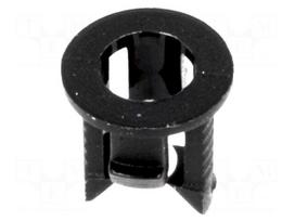 LED holder | 3mm | one-piece | black | UL94V-2 | L: 5.6mm | Mat: polyamide