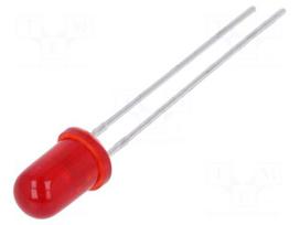 LED | 5mm | red | 700÷1300mcd | 30° | 20mA | 1.95÷2.5V | Front: convex