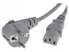 Cable | CEE 7/7 (E/F) plug angled,IEC C13 female | 1.8m | grey | PVC
