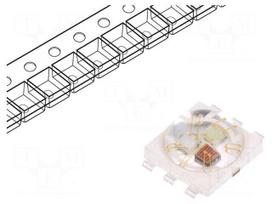 Power LED | RGB | 140° | 350mA | Pmax: 3W | 4x4x1.85mm | Case: PLCC6 | SMD