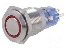 Switch: vandal resistant | Pos: 2 | DPST | 3A/250VAC | OFF-ON | red