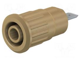 Socket | 4mm banana | 24A | 1kV | Cutout: Ø12.2mm | brown | nickel plated