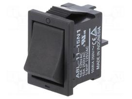 ROCKER | SPST | Pos: 2 | ON-OFF | 10A/250VAC | black | none | Body: black