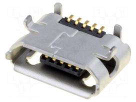 Socket | USB B micro | on PCBs | SMT | PIN: 5 | horizontal | USB 2.0