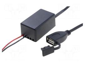 Automotive power supply | USB A socket | Sup.volt: 7÷12VDC | black
