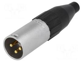 Plug | XLR | male | PIN: 3 | straight | for cable | soldering | gold-plated
