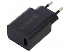 Charger: USB | Usup: 100÷240VAC | Out: USB | Plug: EU | 5/9/12V | 3A | 18W