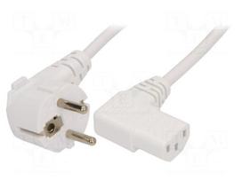 Cable | CEE 7/7 (E/F) plug angled,IEC C13 female 90° | 5m | white