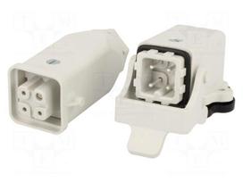 Connector: HDC | male + female | S-A | PIN: 4 | 3+PE | size 3A | angled