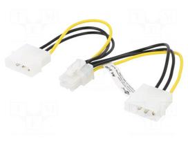 Cable: mains | Molex male x2,PCI-E 6pin female | 0.15m