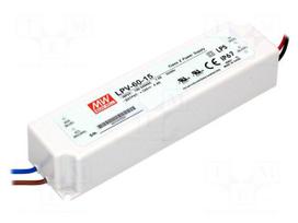Power supply: switched-mode | LED | 60W | 15VDC | 4A | 90÷264VAC | IP67