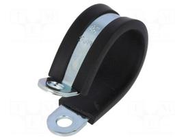 Fixing clamp | ØBundle : 28mm | W: 15mm | steel | Cover material: EPDM