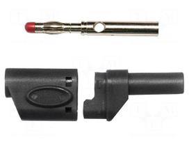 Plug | 4mm banana | 45A | 600VAC | black | Mounting: soldered